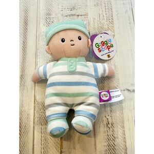 Giggle Scope Soft Little Baby Doll Plush Toy 8 Inch Blue Stripes